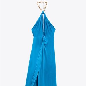 Zara chain halter bluish dress size xs
